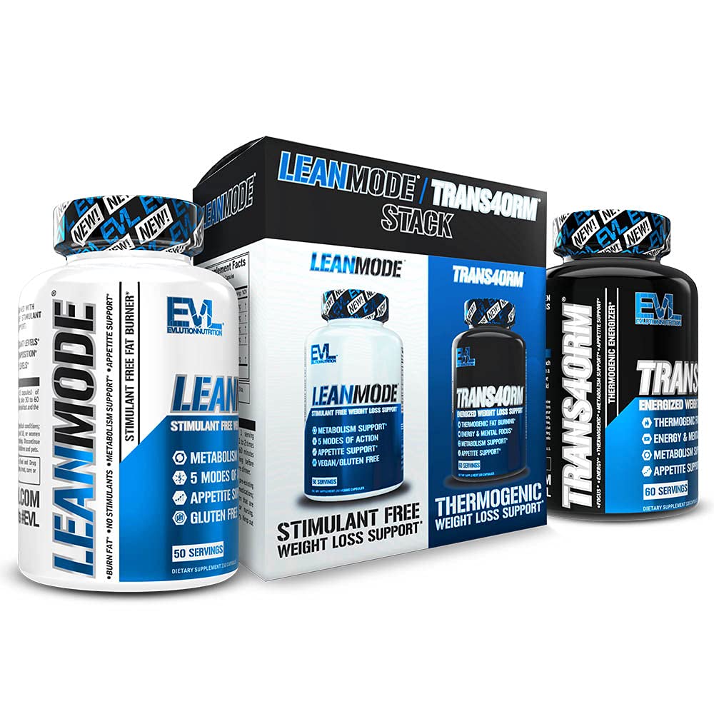 Pérdida de peso EVL Soporte Stack - Trans4orm Thermogenic Fat Burner & Metabolism Pills de apoyo con extracto de grano de café verde y Forskolin Plus LeanMode Non-Stimulant
