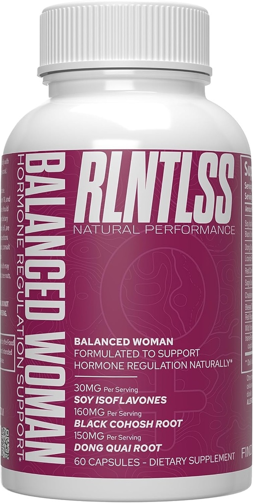 RLNTLSS Balanced Woman - Natural Hormon Regulation Support - 1250+ mg por Serving - Women’s Premium Hormonal Imbalance Supplement - 11 Active Ingredient Complex - Made in The USA - (60 Capsules)