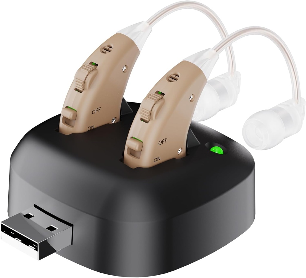 Amplificador de Audición Digital - Recargable Detrás del Amplificador de sonido de elevación personal del oído, Amplificador de Audición Digital BTE con muelle de carga USB por MEDca
