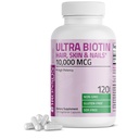 Bronson Ultra Biotina 10,000 Mcg Hair Skin and Nails Suplemento, Non-GMO, 120 Vegetarian Capsules