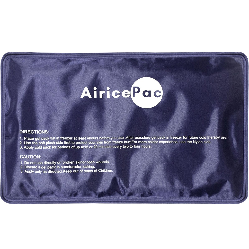 AiricePac Ice Packs for Injuries Reusable, Gel Cold Pack for Knee Neck Hombro Ankle Elbow Hip Back Pain Relief, Cold Compresss Therapy for Swelling, Bruises, Surgery, 7 "x 11", Blue