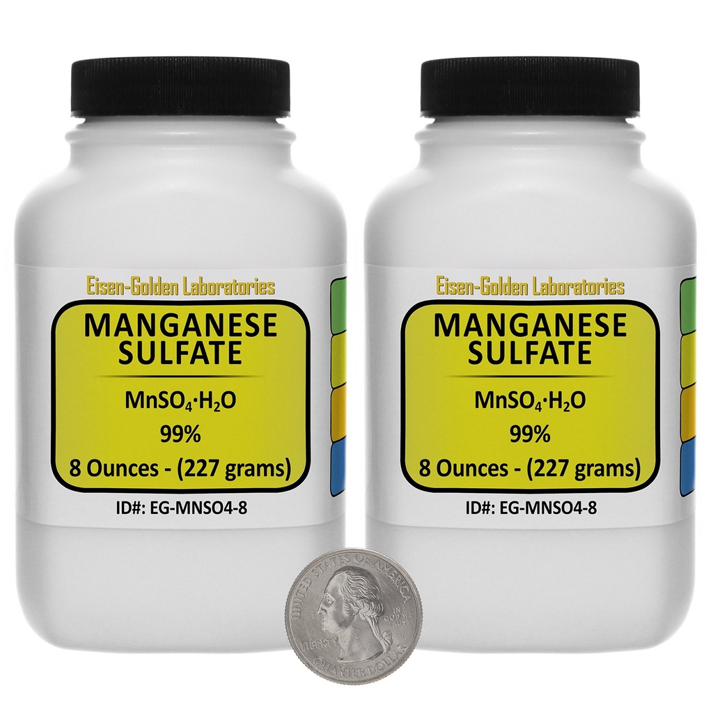 Sulfato de manganeso [MnSO4(H2O)] 99% AR Powder 1 Lb en dos botellas de ahorro de espacio