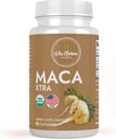 Maca Xtra Capsules 1000mg Silencio Orgánica Suplemento Herbal Silencio Fuente Natural de Aminoácidos Hierro & Magnesio