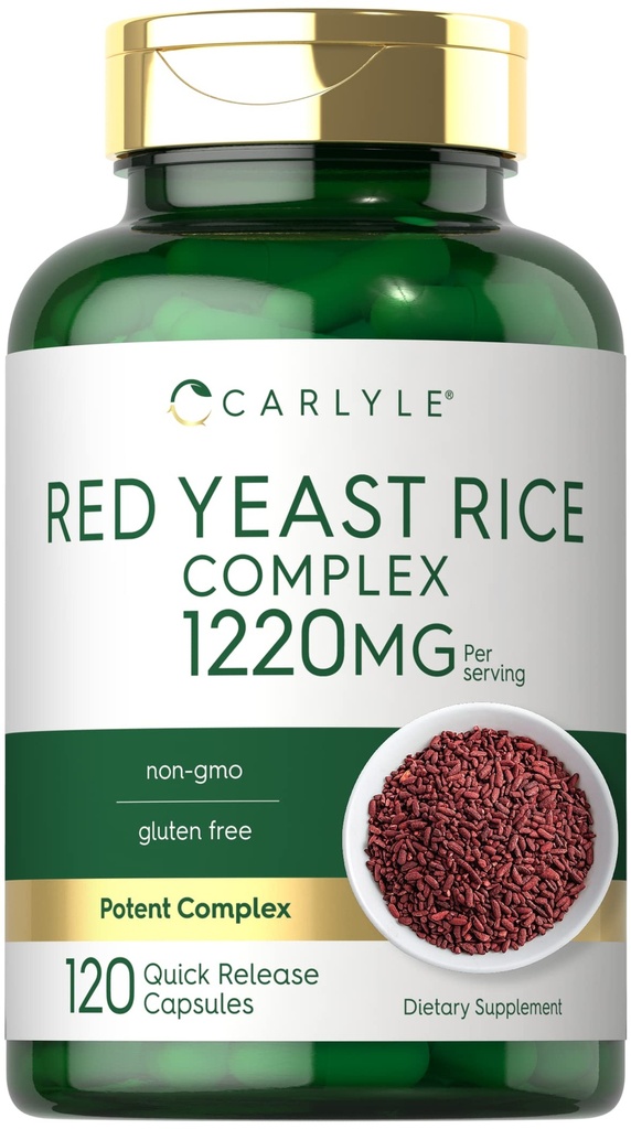 Complejo de arroz de levadura roja TEN 1220mg TENIDO 120 cápsulas TENIDO CON Policosanol ANTE NO GMO Y Gluten Suplemento gratuito