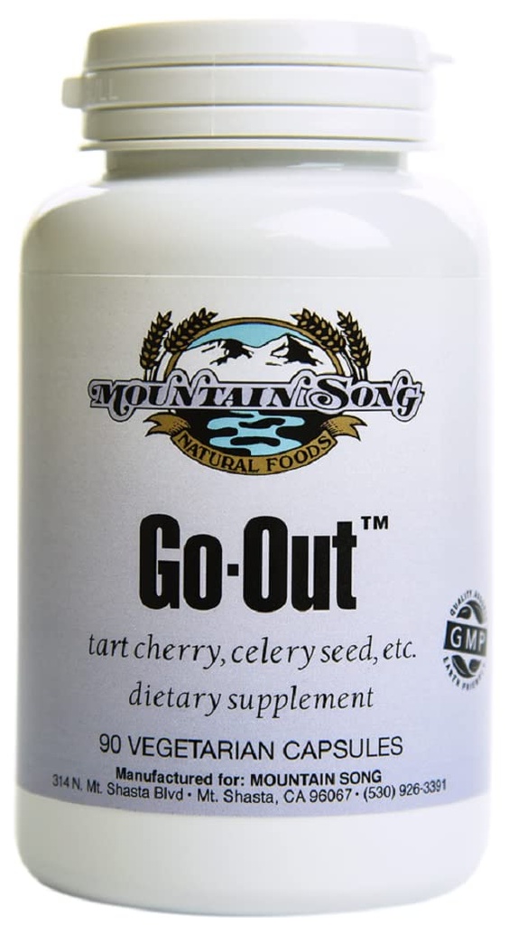 Go Out Relief Joint Formula and Uric Acid Support with Tart Cherry Concentrate, Black Cherry Extract 20:1, Celery Seed Extract and Turmeric Root. Helps You Get Out and About. Funciona!