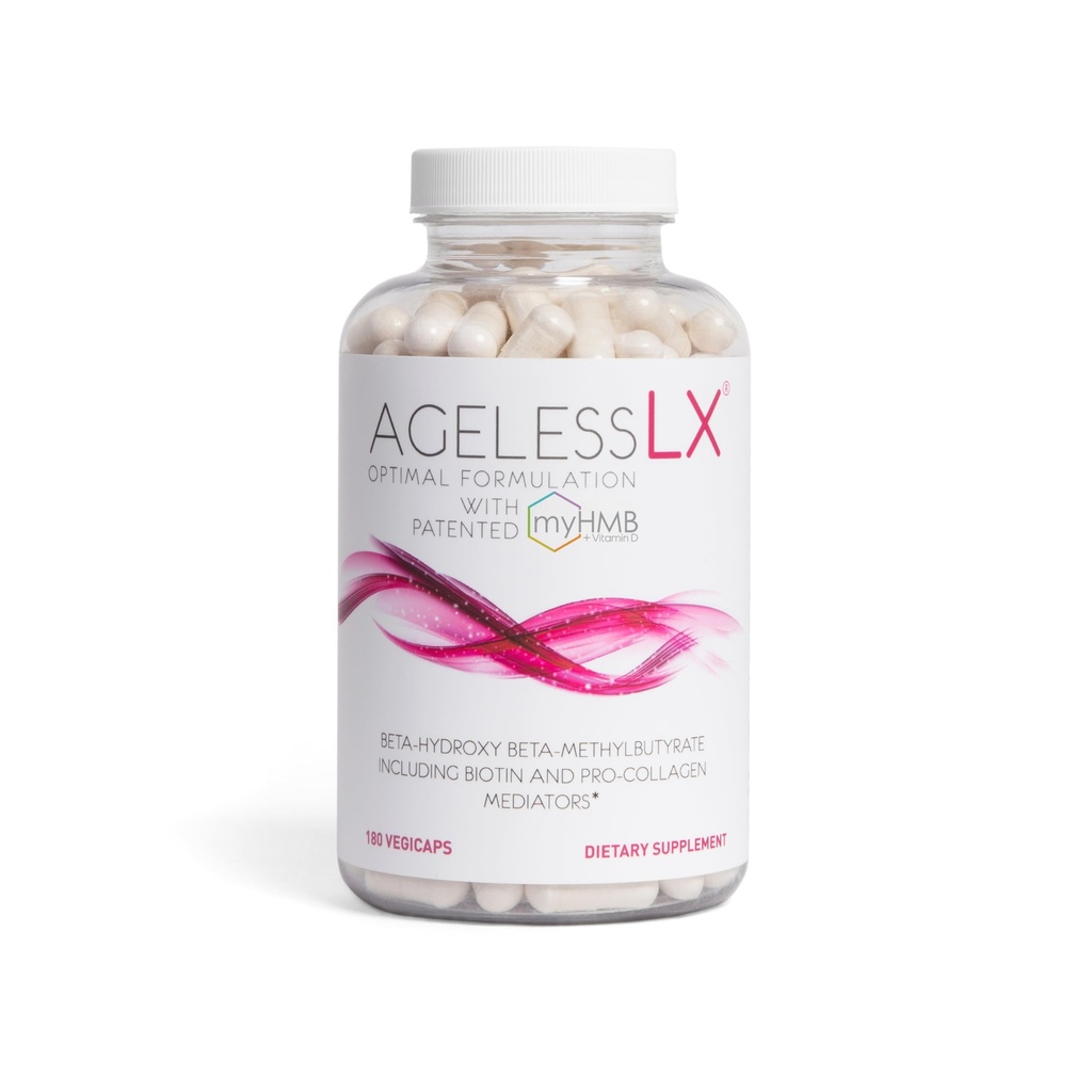 Suplementos de HMB AgelessLX para mujeres - Colagen Enhancer Capsules - Anti-Aging for 40 + Lean Muscle Builder - Biotina, Vitamina D3 K2 Suplemento para la piel juvenil - 60 Servings
