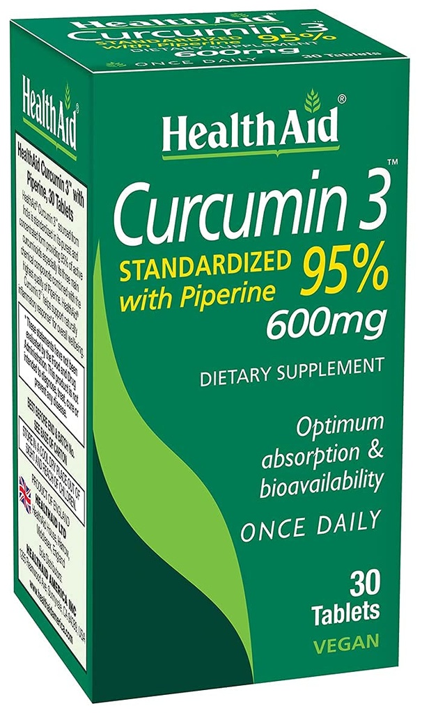 Complejo de Curcumin 600 mg, 30‐Counto ANTE Térmeric Extracto con Bioperina para la Absorción Mejorada, 95% Curcuminoides ANTE Vegan, Daily Joint &amp; Immune Support Suplemento