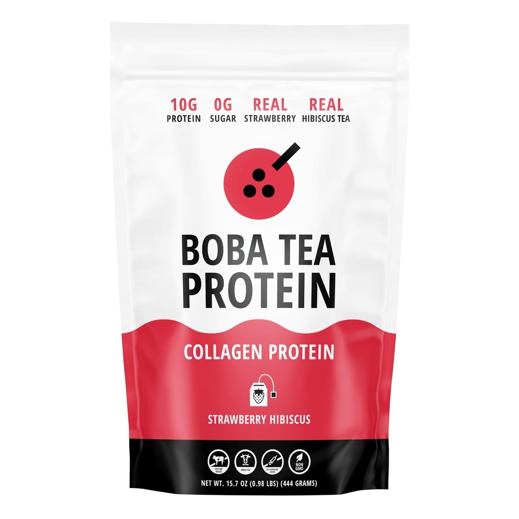 Strawberry Hibiscus Flavored Collagen TENIDO 30 Servimientos TERRITORIO Hidrolyzed Bovine Collagen Powder para Hombres y Mujeres TENIDO Promueve el cabello, la uñas, la piel, el hueso y la salud conjunta
