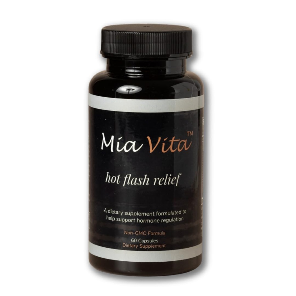 FEMMEPHARMA Mia Vita Hot Flash Suplementos para la menopausia Regulación de las hormonas naturales no transgénicos para los suéteres nocturnos Cohosh negro &amp; Dong Quai 60 cápsulas (30 días de suministro)
