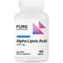 PureFormulas Ácido Lipoico alfa 100 mg ALA Suplemento de soporte para hígado, antioxidantes, nervios, salud cardiovascular Acido Alfa Lipoico 100 mg Neuropatía Suplemento No GMO 60 Tabletas