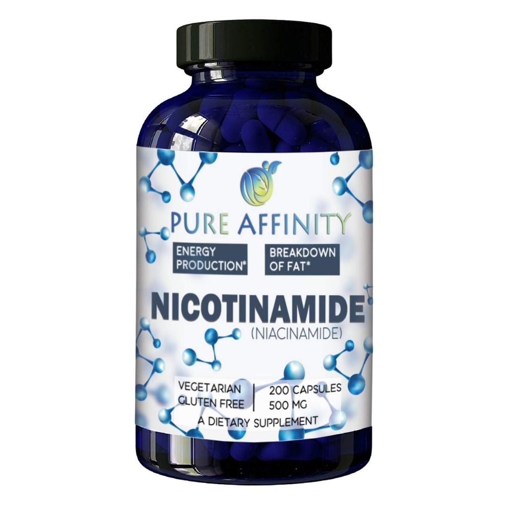 200 cuenta! B3 Nicotinamide 500 mg Niacina libre de líquido eficaz. Booster de energía, Regenerador de células, apoya el declina cognitivo, anti envejecimiento y ayuda a romper carbohidratos " grasas (200 Ct)