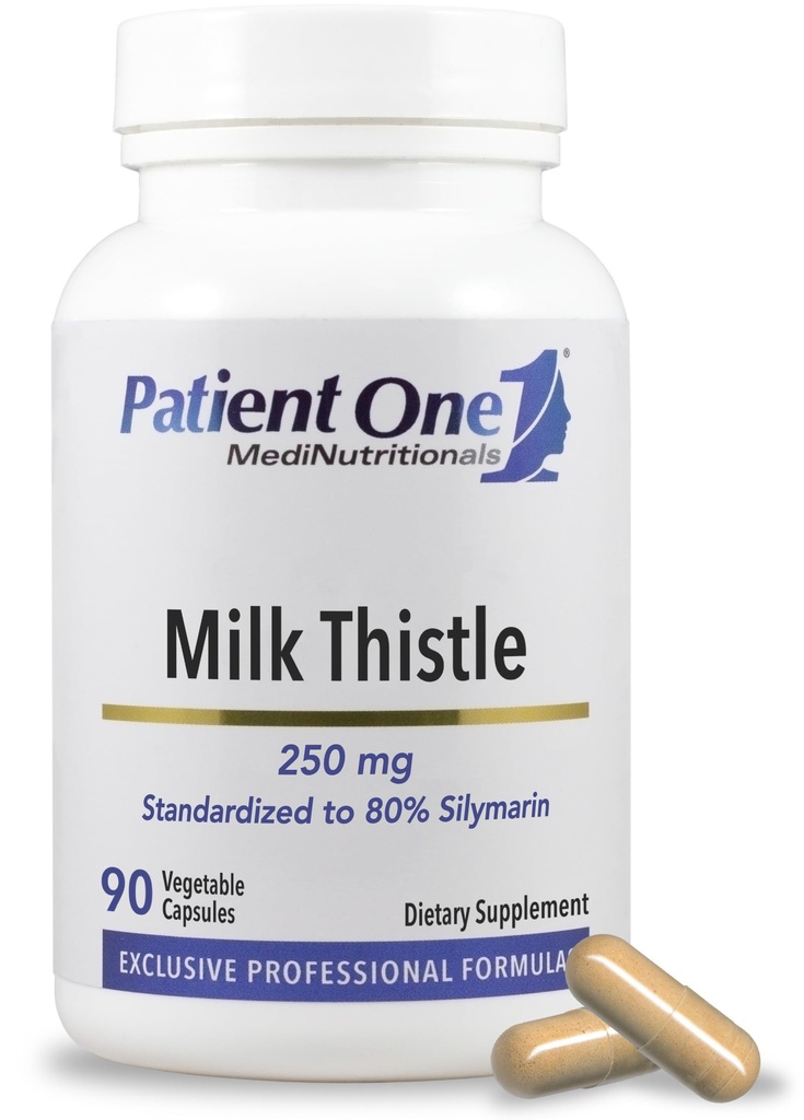 Paciente One Milk Thistle Extracto 250mg tención Suplemento para apoyar la función saludable del hígado* Silencio Estandarizado al 80% Silymarin tención 90 cápsulas