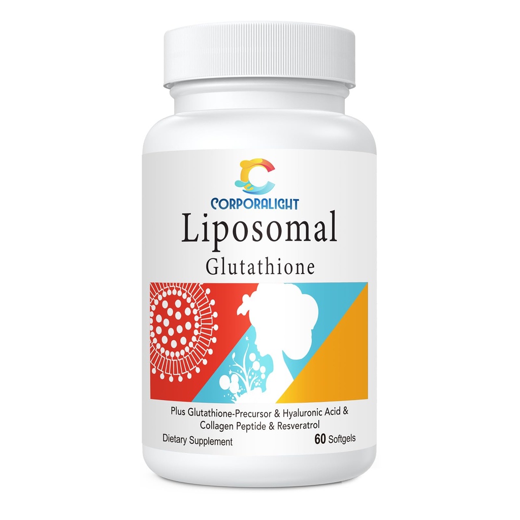 Liposomal Glutathione Softgels, Ausorción Mejorada - Entrega Liposomal, Forma activa L-Glutathione, Celular, Función Inmune " Detox Hígado, Rico en Fórmula Antioxidante, Gluten Free, 60 Softgels
