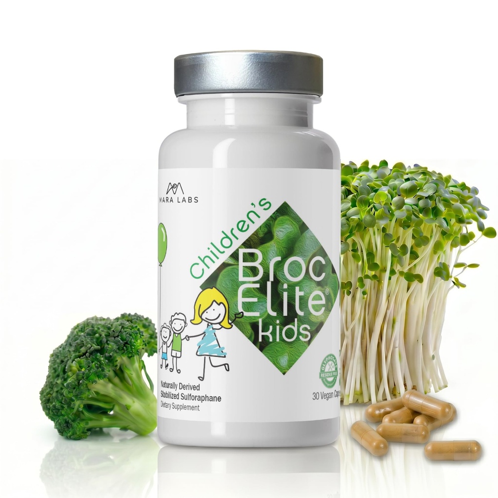 Mara Labs Kids ← Broccoli Suplemento w/Naturally Stabilized Sulforaphane Extract for Children TEN No Glyphosate Residue TEN 30 Vegan Capsules
