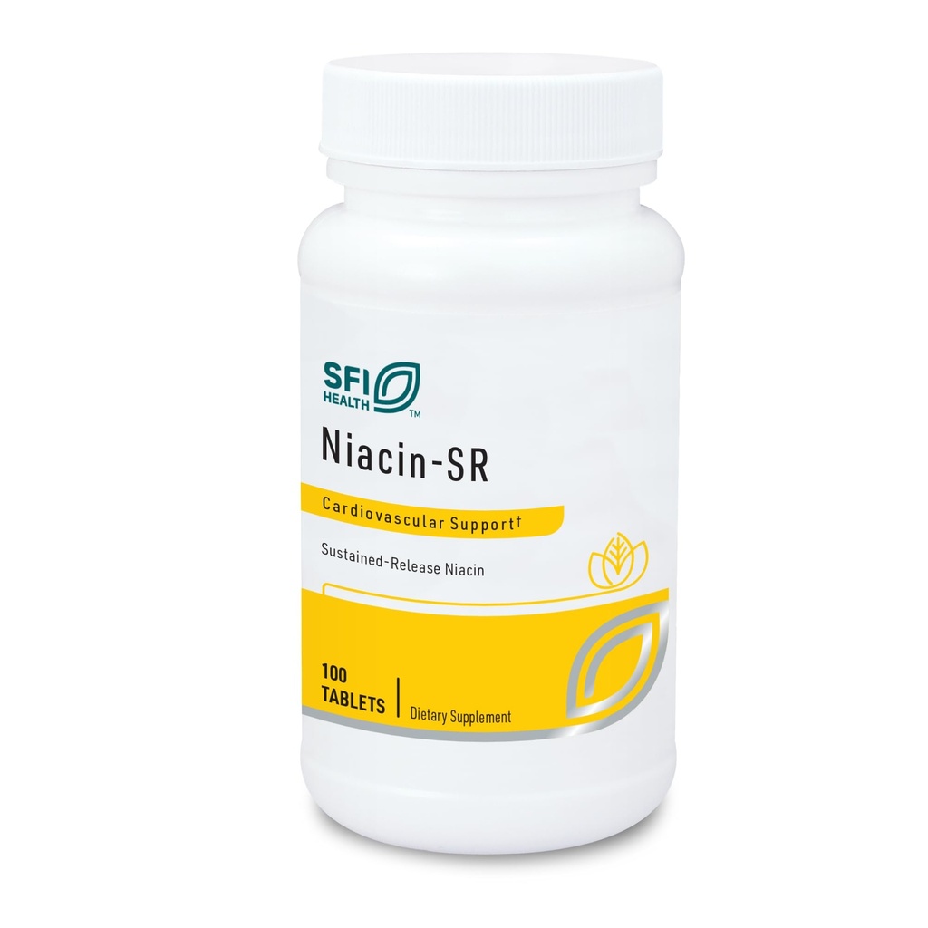 Klaire Labs SFI Health Niacin-SR - 500 Milligrams Sustained Release Essential Vitamin B3 para ayudar a evitar el flujo, la dosis ajustable " Hypoallergenic (100 Tablas puntuadas)