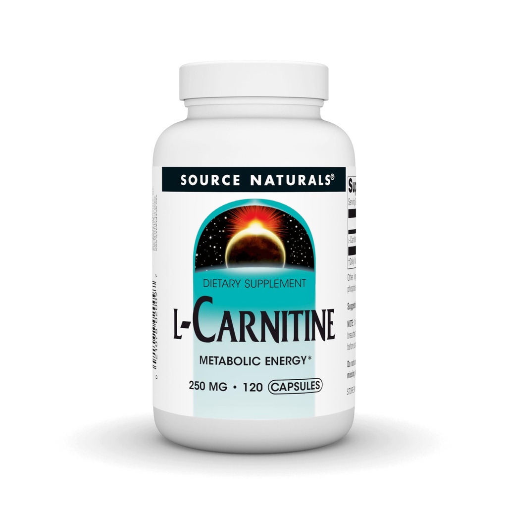 Fuente Naturales L-Carnitina, Energía Metabólica*, 250mg - 120 Capsules
