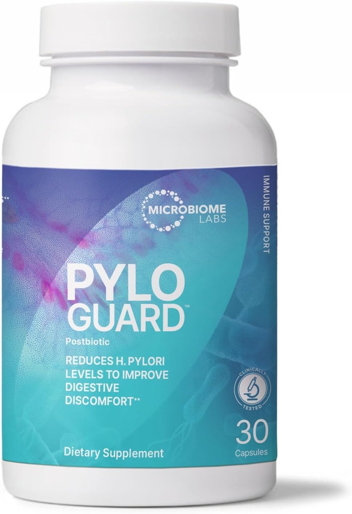 Microbiome Labs PyloGuard - Patented L reuteri DSM17648 para mejorar el confort digestivo - Gut Health & Immune Support Suplemento - Postbiótico (30 cápsulas)