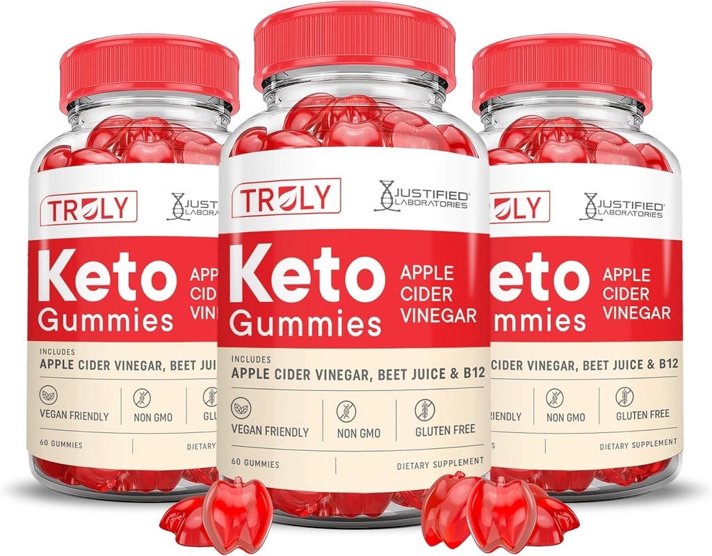 (3 Pack) Truly Keto ACV Gummies Advanced Formula 1000MG Truly Keto Gummies Apple Sider Vinegar Formulado con Pomegranate Beet Juice Powder B12 Vegan Non GMO 180 Gummys