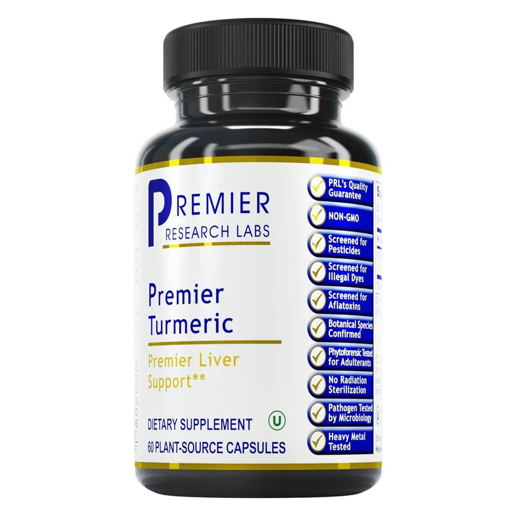 Premier Research Labs Premier Turmeric Capsules - Turmeric Curcumin Suplemento, Liver Support, 500 mg de Curcuma Per Capsule - 60 cápsulas vegetarianas