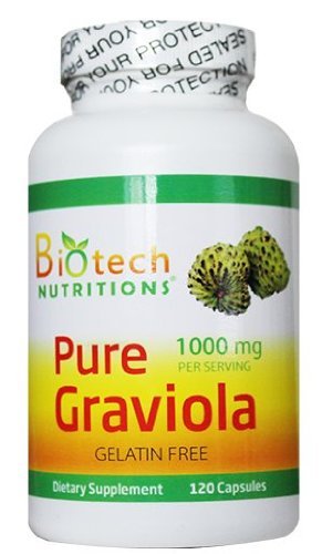 Puro Graviola Annona Muricata, 1000 mg Servir, 120 cápsulas vegetales
