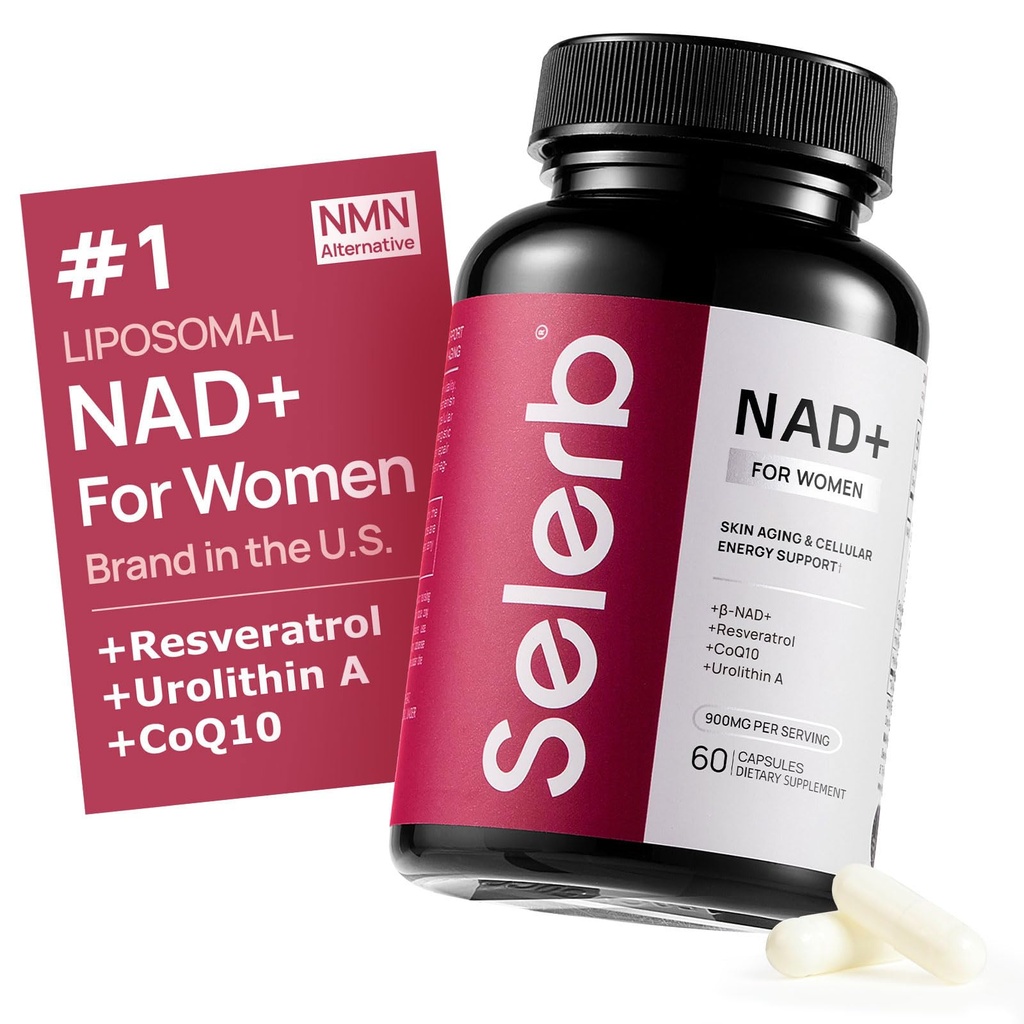 NAD+ Suplemento de la Mujer - NMN Alternativa con β-NAD+, Trans-Resveratrol, CoQ10, D-Ribose - Promueve la renovación celular, la energía y la salud de la piel radiante - 60 cápsulas avanzada