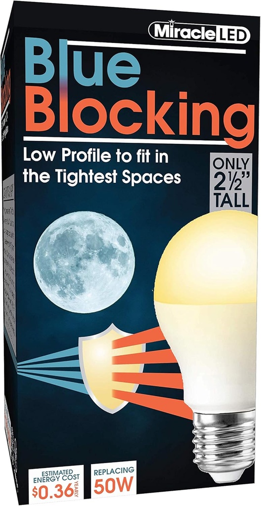 Milagro LED 3W Blue Blocking Warm Yellow Tight-Spaces Sleep Bulb Replacing Up to 50W to Replicate Setting Sun and Produce Melatonin Organically, Amber Glow, 609013