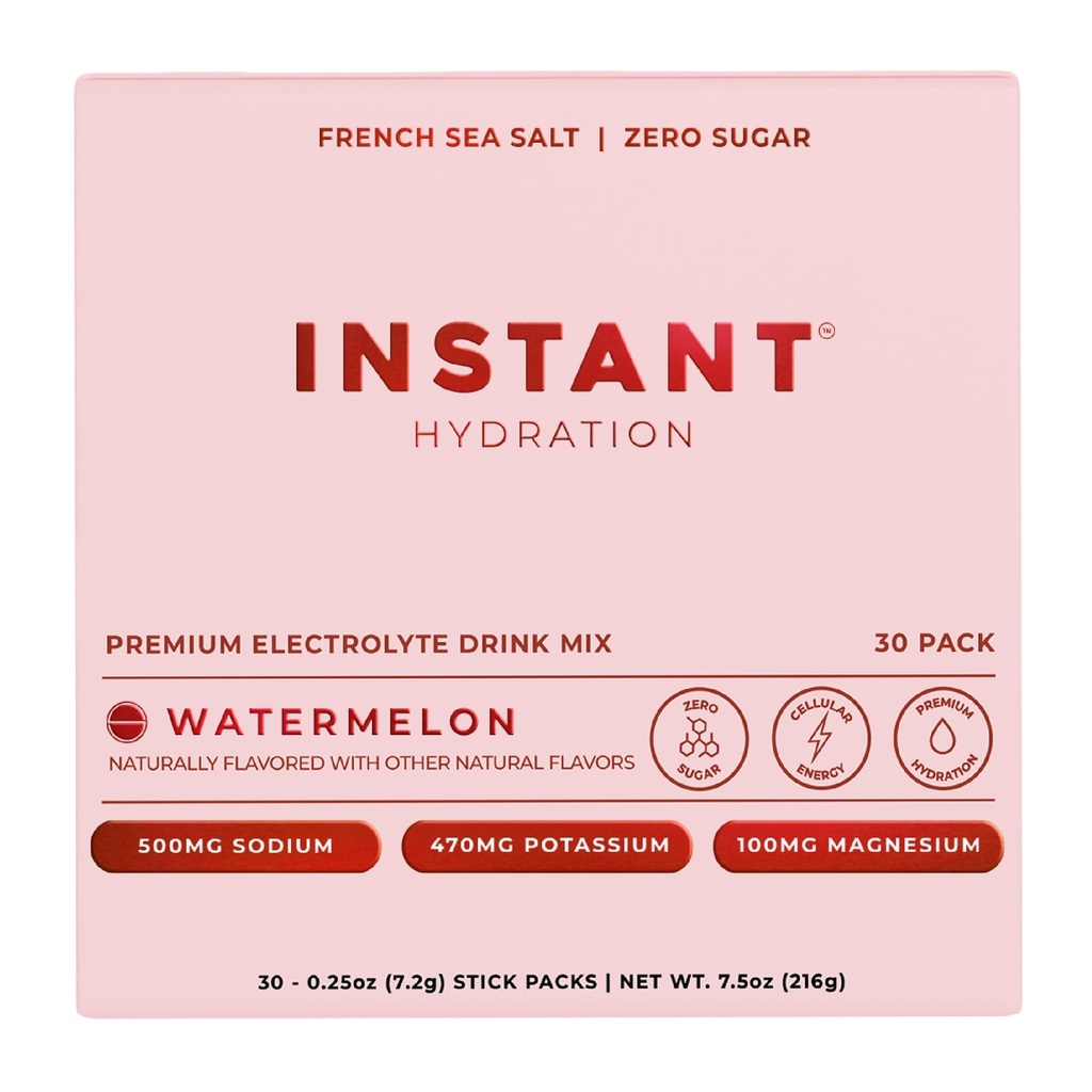 Instant Hydration Electrolytes Powder Packets - Watermelon Electrolyte Drink Mix - Zero Sugar - Keto, Vegan, Gluten-Free, Non-GMO - Boost Recovery, Brain Health, Muscle & Tisue Support- 30 Sticks