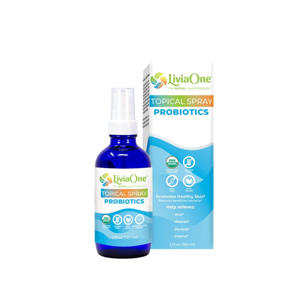 LiviaOne Probióticos líquidos tópicos, Probióticos orgánicos certificados por USDA, Probióticos veganos sin gluten y alérgenos, No GMO y Raw, 2 Fl Oz (Pack de 1)