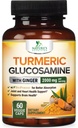 Curcumin Turmeric Suplemento 2000mg - 95% Curcuminoides con Glucosamina, Ginger &amp; MSM, BioPerine Black Pepper para la mejor absorción, Apoyo Conjunto Vegano de la Naturaleza, Non-GMO, Botellado en EE.UU. - 60 cápsulas