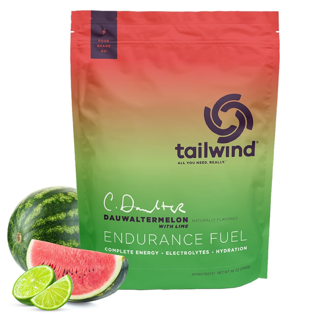 Tailwind Nutrition Endurance Fuel, Carbohydrate &amp; Electrolyte Sports Drink Mix Powder, Gluten-Free, Vegan, Dauwaltermelon, 50 Servings
