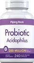 Piping Rock Probiótico Acidophilus Capsules ← 250 Millones de CFU TENED 240 Píldoras TENIDO Suplemento dietético Silencioso No GMO, Gluten Gratis