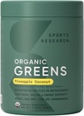 Sports Research® Organic Pineapple Verdes de coco - Salud Digestiva, Energía Natural & Mood Support* - Certified Organic Powder - 20 Servings