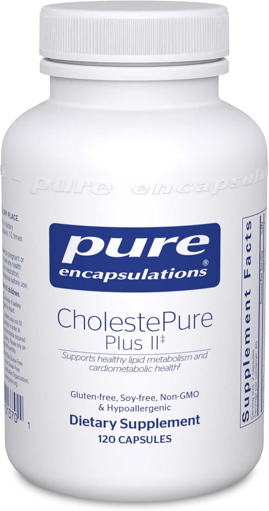 Encapsulaciones puras CholestePure Plus II Silencioso Phytosterol, Berberina y Flavonoid-Rich Bergamot Extracto para apoyar metabolismo saludable y salud cardiometabólica