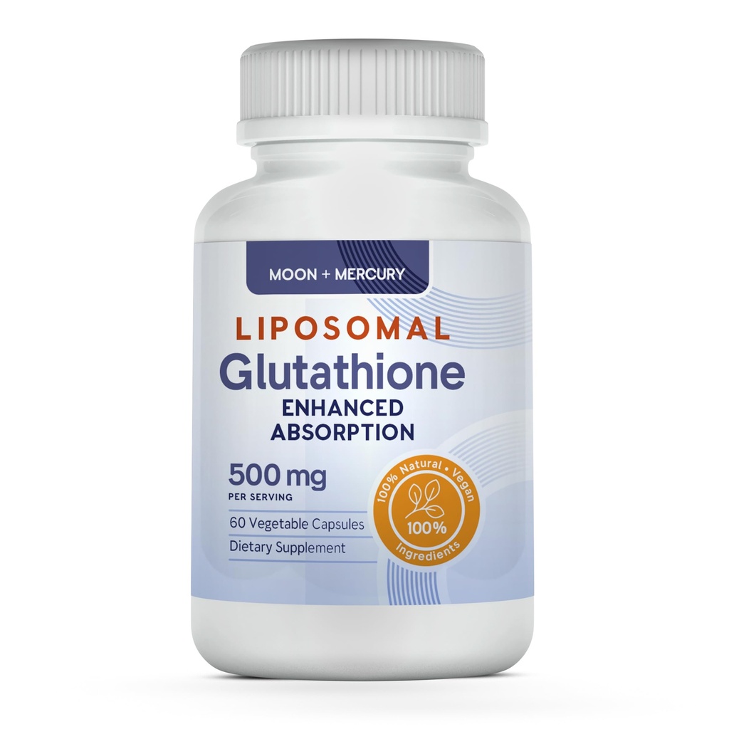Liposomal Glutathione Non-GMO, Gluten Free 500mg Suplemento - mayo Proporcionar soporte inmunitario, hígado desintoxicación, salud cerebral y salud cardíaca - 60 Glutathione Capsules