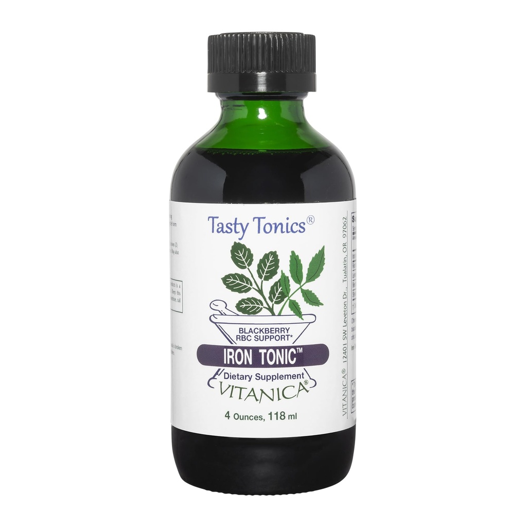 Vitanica Iron Tonic, Suplemento de Hierro Líquido, Red Blood Cell Support, Vegan, 4 Ounce
