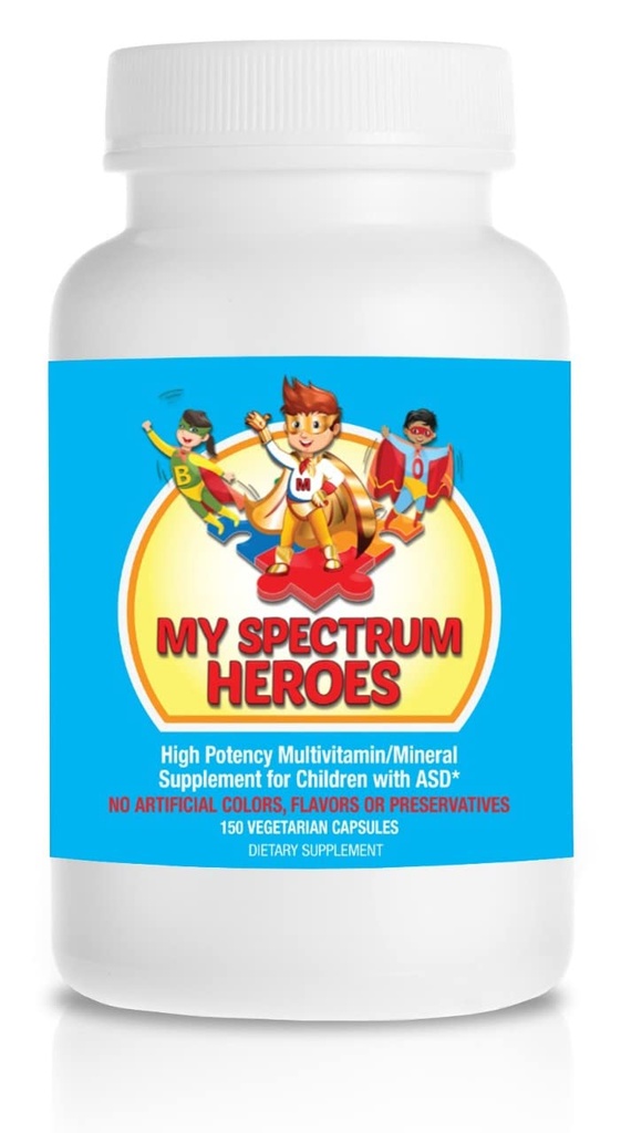 My Spectrum Heroes Suplemento multivitamínico para niños - Acetyl-l-carnitina, Choline, Coenzyme Q10, Inositol, MSM, MTHF, NAC for Daily Nutritional Help and Cognitive Health (150 cápsulas)