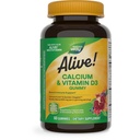 ¡La naturaleza está viva! Gummies de Calcio Chewable con Vitamina D3, Suplemento diario soporta huesos y dientes saludables, y función muscular*, frambuesa y limonada saboreado, 60 Gummies