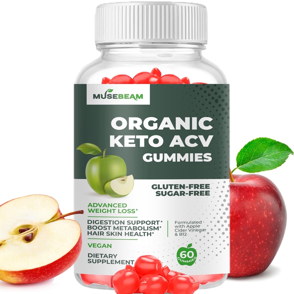 Orgánica Keto ACV Gummies Pérdida de Peso Avanzada - Gluten &amp; Azúcar Grasa Grasa Quemador Apple Sidra Suplemento Dieta para Mujeres Hombres (1000MG)