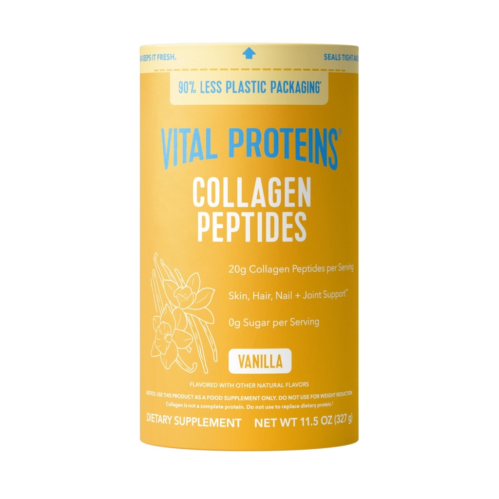 Proteínas vitales Collagen Peptides Powder Vanilla - Soporta el cabello, la piel, las uñas, los huesos, las articulaciones, el polvo para las mujeres