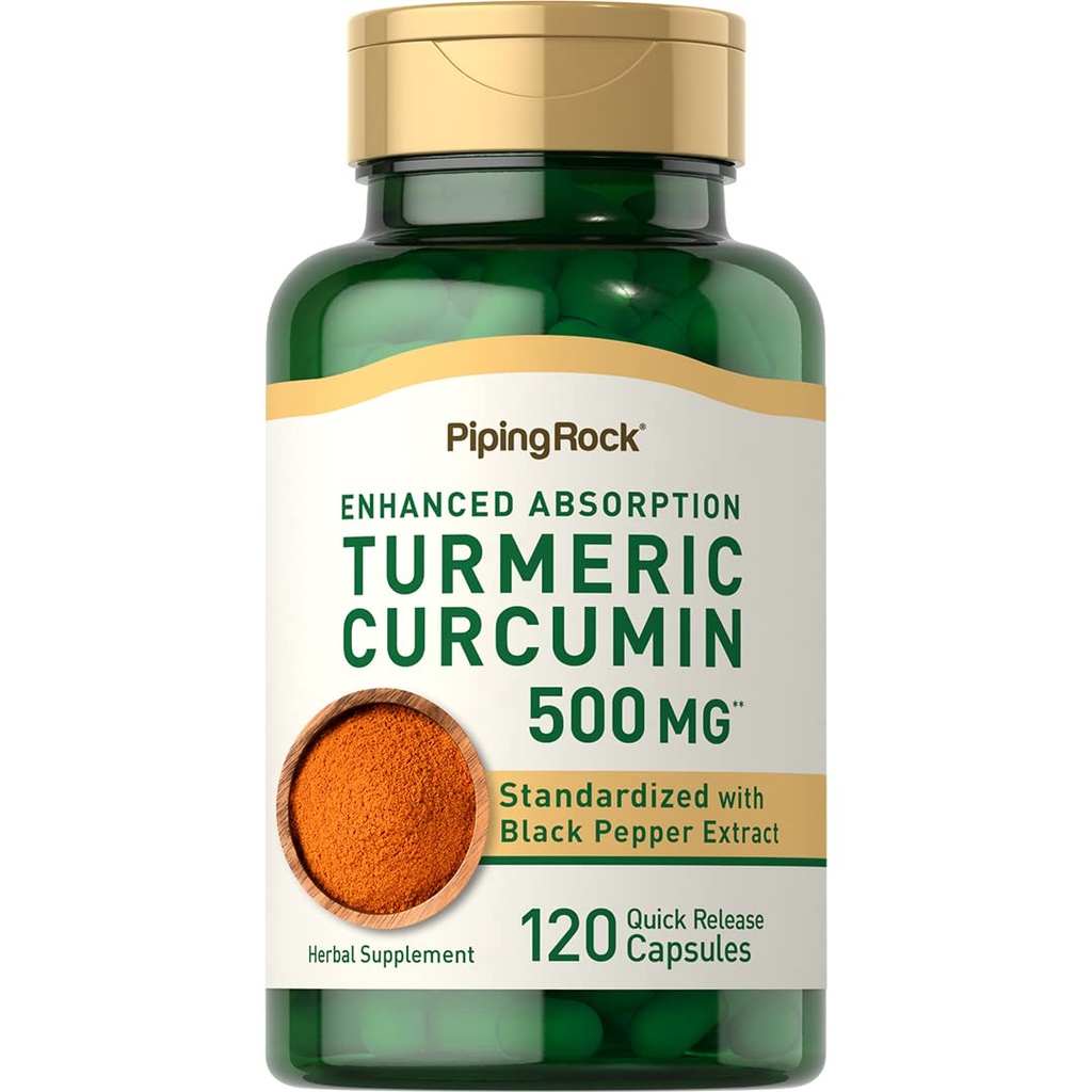 Piping Rock Turmeric Curcumin with Black Pepper 500mg peru 120 Capsules  Suplemento herbario estandarizado