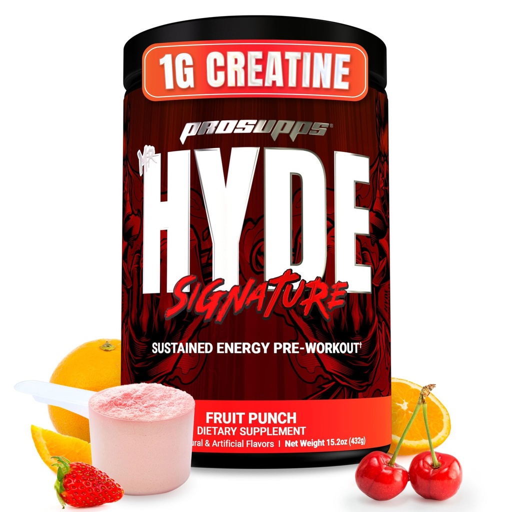 PROSUPPS Mr. Hyde Signature Pre Workout Powder with Creatine, Beta Alanine &amp; Caffeine - Performance, Energy & Endurance - Clean Fitness &amp; Gym Supplements for Men &amp; Women (Fruit Punch, 60 Servings)