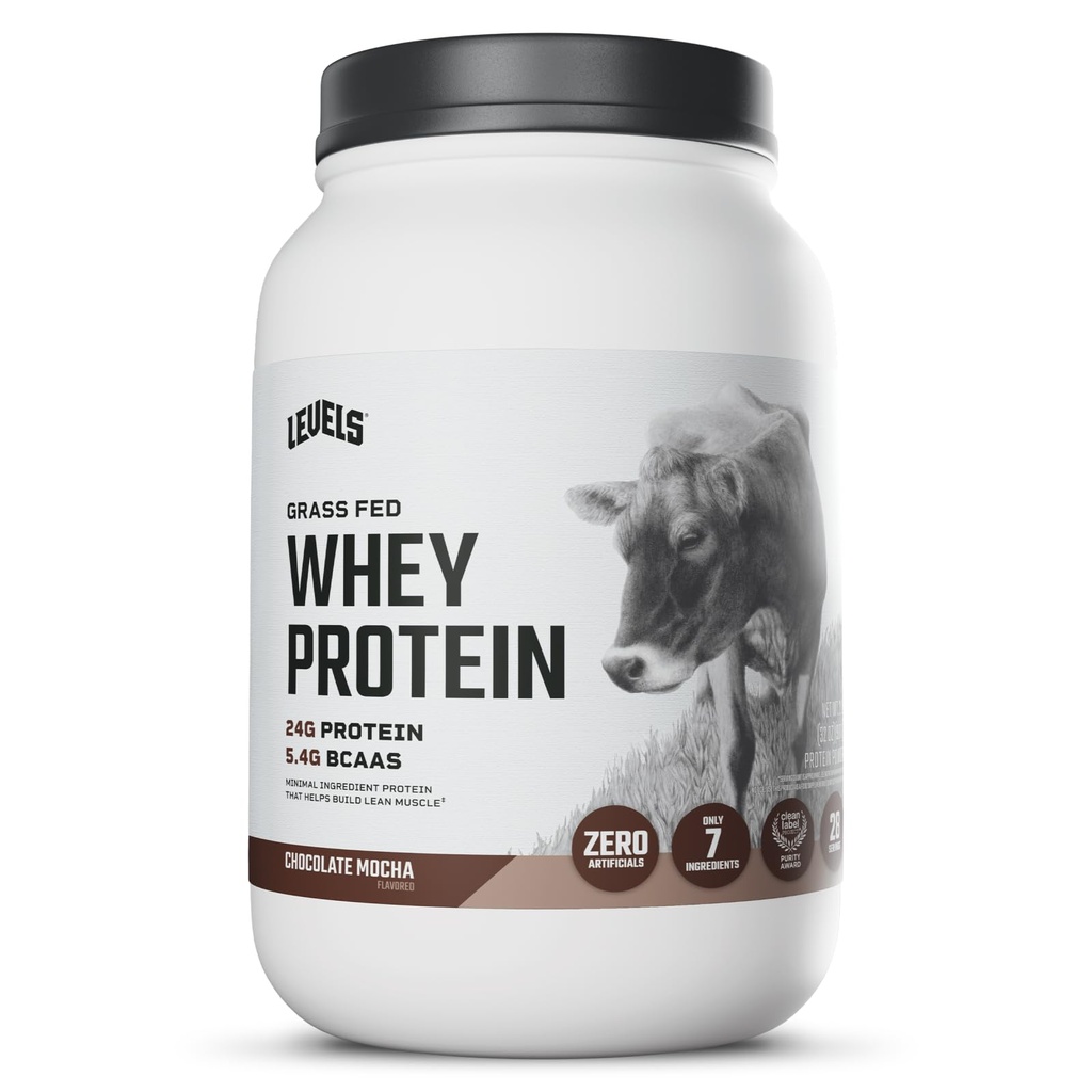 Niveles Grass Fed Whey Protein Powder, No Artificials, 24G de Protein, Chocolate Mocha, 2LB