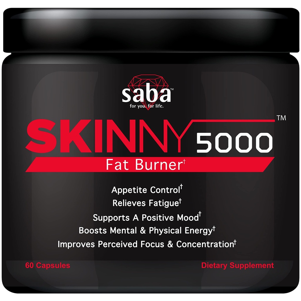Saba Skinny 5000 -Fat Loss -Control de pérdida de peso -Mild Jitter-Free Energy- Focus -60 cápsulas