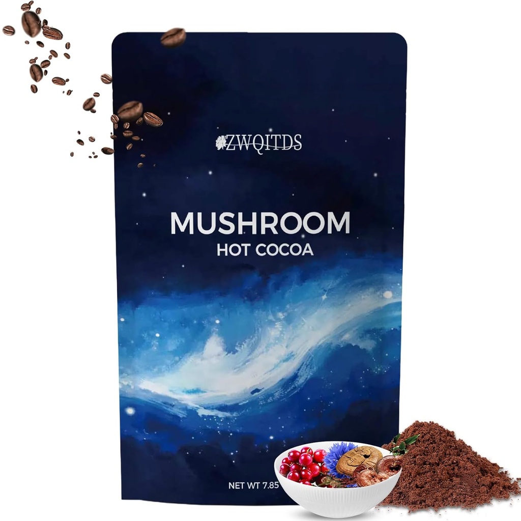 Cacao caliente de la seta, Melatonina Ayuda al sueño Silencioso Keto Cocoa Polvo con seta para dormir Melatonina, Reishi, Glycine, Cacao, L-Theanine, Chicory  permanente Dosificación individual: 1 tbsp (11 g) Disponible 20 veces