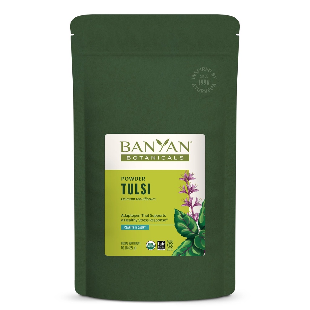 Banyan Botanicals Tulsi Powder – Organic Tulsi – Holy Basil (Ocimum Sactum) – Ayurvedic Adaptogen for Healthy Lung Function and Peaceful Well-Being and * – 1⁄2 lb. – Non-GMO Sustentably Sourced Vegan