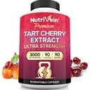 Nutrivein Premium Tart Cherry Capsules 3000mg: Ultra Strength Tart Cherry Extracto Suplemento para la recuperación post-atlética, Detox, Rest, " Movilidad
