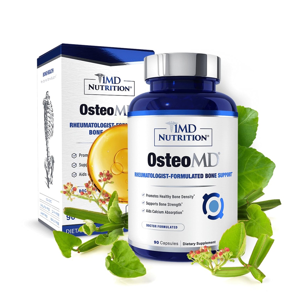 1MD Nutrition OsteoMD for Comprehensive Support - Suplemento para Mujeres y Hombres - Promover la Densidad w/Vitamin D - Hydroxyapatite w/Vitamin D3 & K2-90 Capsules