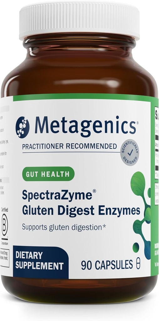 Metagenics SpectraZyme Gluten Digest Enzymes - Digestive Enzyme - Ayuda Digest Wheat, Barley & Rye Grains* - Gut Health Supplement* - Non-GMO, Gluten-Free " Vegetarian
