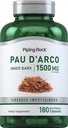 Piping Rock PAU D'Arco Capsules Silencio 1500 mg Silencio 180 Píldoras ← Herb Extract Suplemento No-GMO, Gluten Free