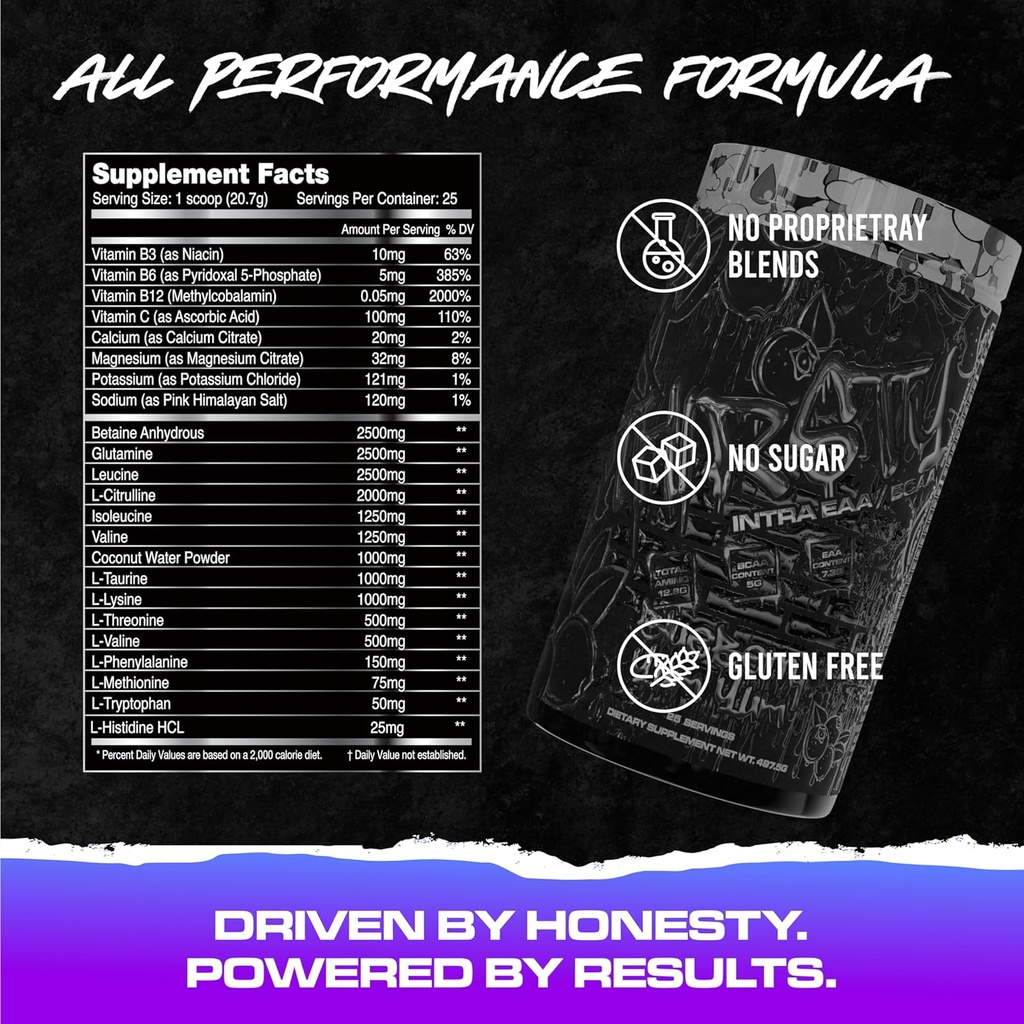 KILO LABS BCAA Powder ← Thirsty BCAA &amp; EAA Intra Workout Powder and Electrolyte Hydration Drink ← Soporta la resistencia &amp; el crecimiento muscular, 12.8g de Total Amino's TEN 25 Servings